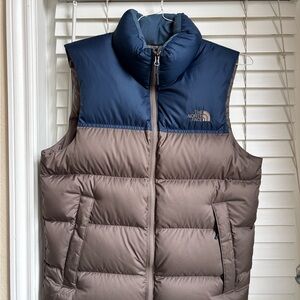 The North Face Men's Navy and Taupe Puffer Vest